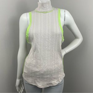 Free People Cream and Green Tank Top